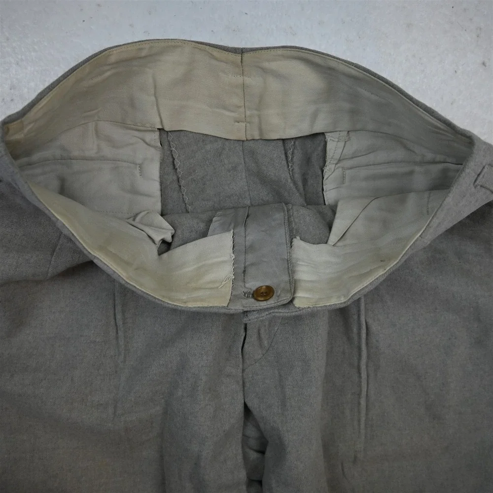 Vtg 1940s 1950s 30x32 Gray Flannel Wool High Waist Pleated‎ Baggy Dress Pants